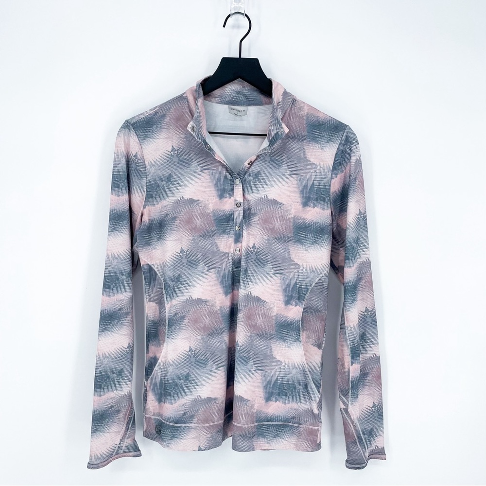 ☀️ 3/$25 Chase54 Vigor Cooling Printed Activewear Pullover Gray/Pink Small
